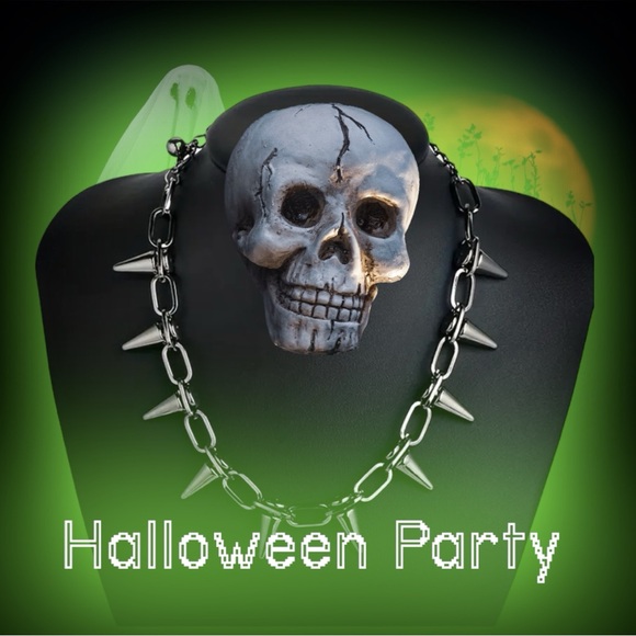 ‼️$7‼️ Bullet Punk Gothic Studded Rivet Spikes Necklace Vintage Choker Gunmetal - Picture 8 of 10